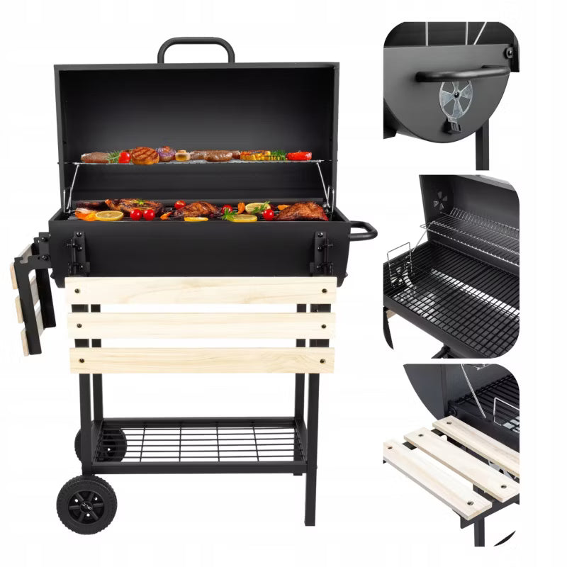 Kuglegrill OYA 103,5x67 cm Sort med Låg