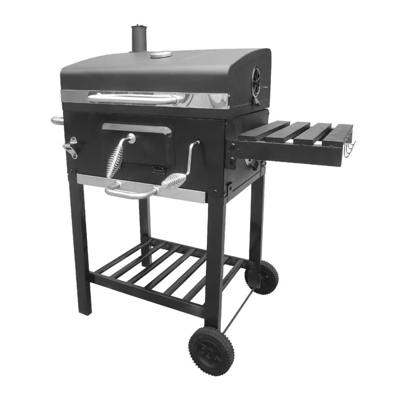 Kuglegrill Rektangulær 115x55 cm Sort med Skorsten