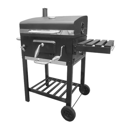 Kuglegrill Rektangulær 115x55 cm Sort med Skorsten