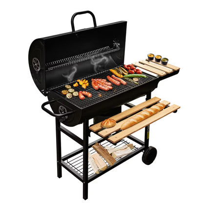 Kuglegrill Tøndegrill 115x60x94 cm Sort med Termometer