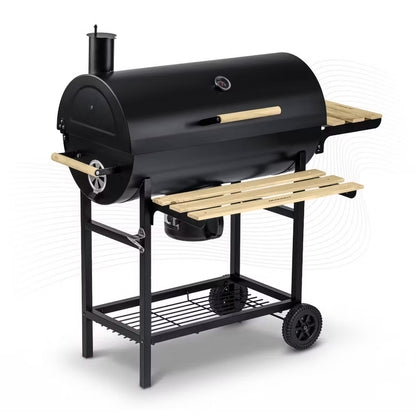Kuglegrill Tøndegrill 70x35 cm Sort med Skorsten BD-895