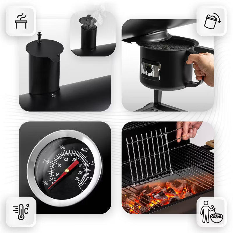 Kuglegrill Tøndegrill 70x35 cm Sort med Skorsten BD-895