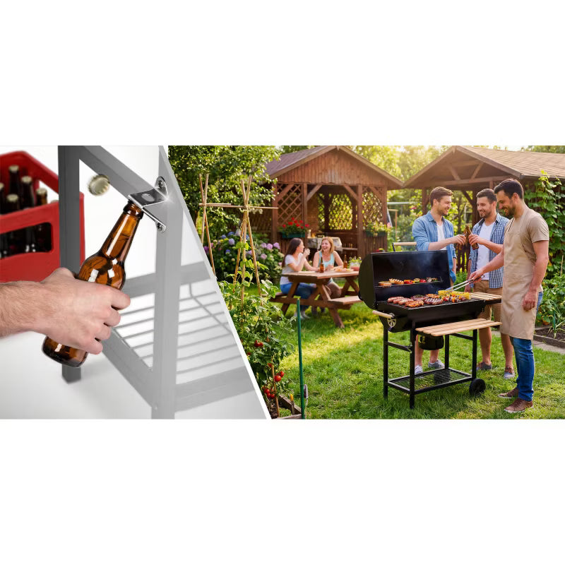 Kuglegrill Tøndegrill 70x35 cm Sort med Skorsten BD-895