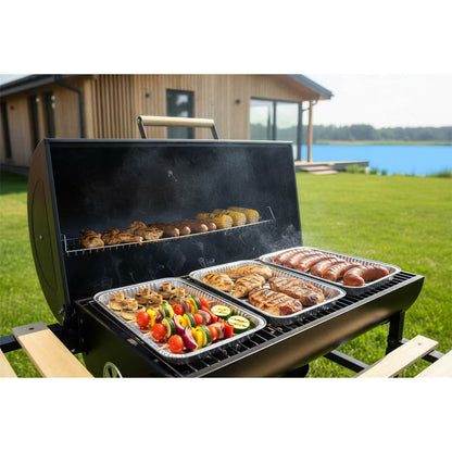 Kuglegrill Tøndegrill 70x35 cm Sort med Skorsten BD-895