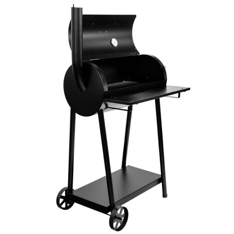 Kuglegrill Tøndegrill 71x55x125 cm med Skorsten Sort