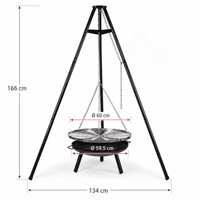 Kuglegrill Trefod 60 cm Sort Stål