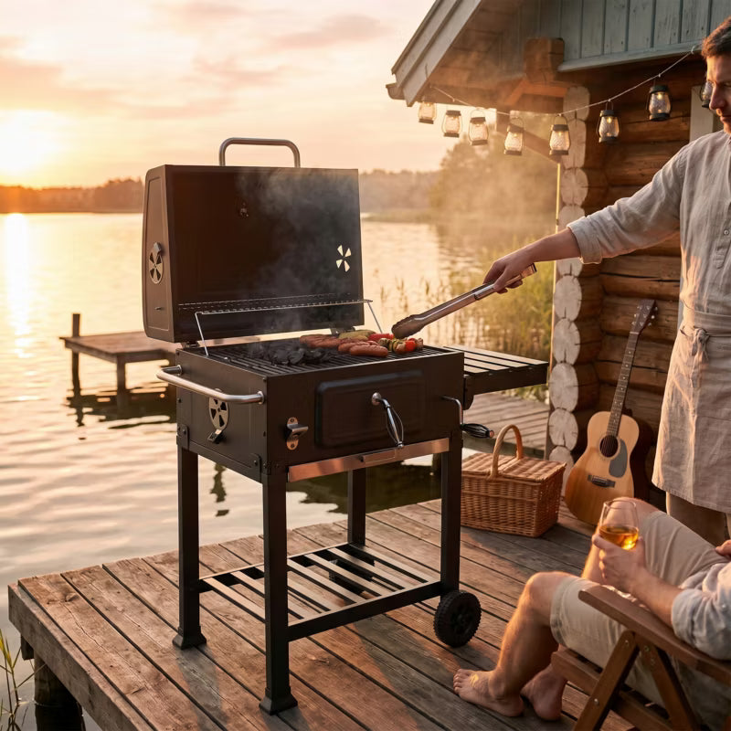 Kuglegrill Kulgrill VL-00656 105x64 cm Sort Stål