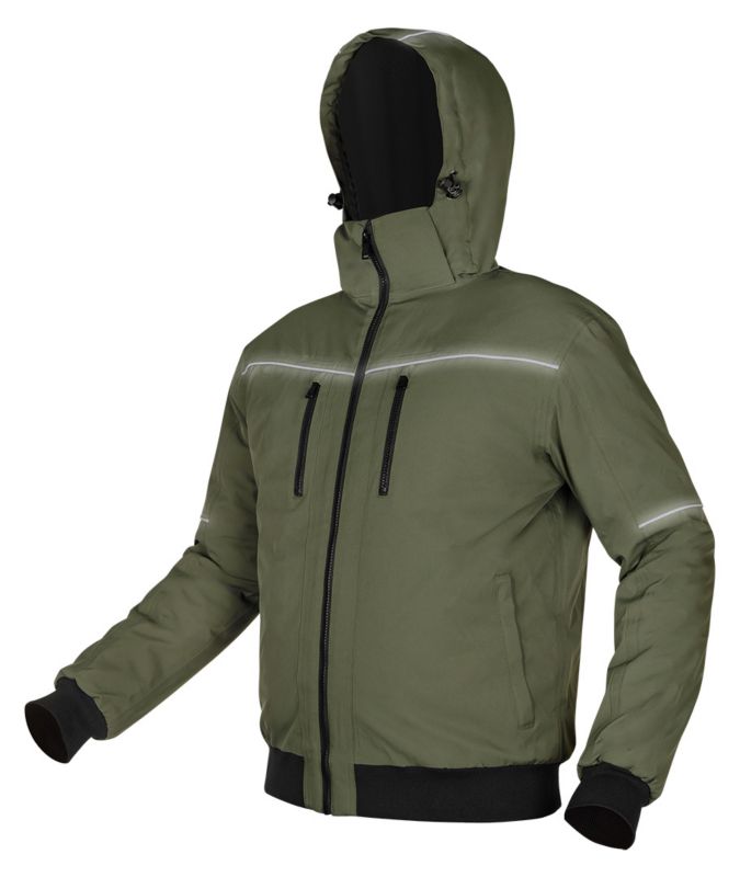 Neo Tools outdoor varm jakke med hætte, str. L, grøn, 1 stk.