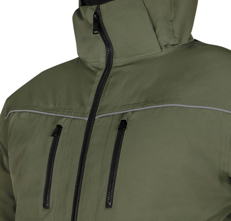 Neo Tools outdoor-varmejakke med hætte, størrelse XL, grøn, 1 stk.