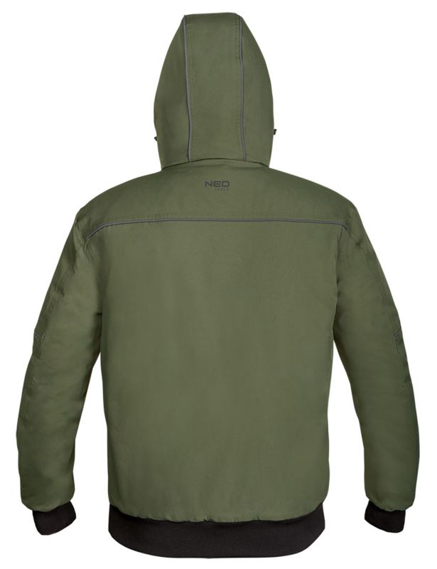 Neo Tools outdoor-varmejakke med hætte, størrelse XL, grøn, 1 stk.
