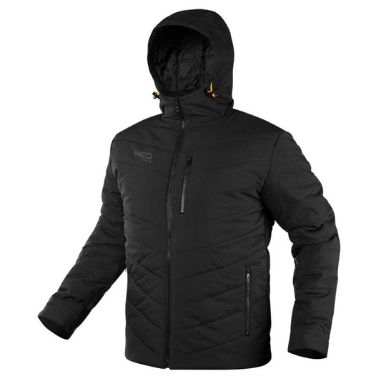 NEO TOOLS Warm arbejdsvest, str. L, sort, 1 stk.