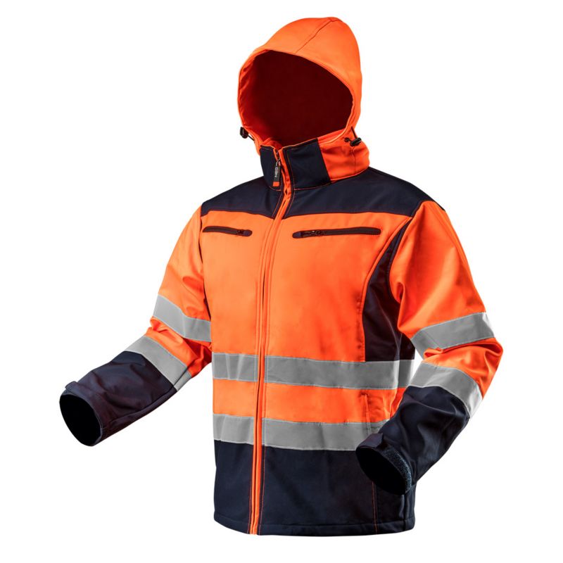 NEO TOOLS softshell-jakke med høj synlighed, str. XXL, orange, 1 stk.