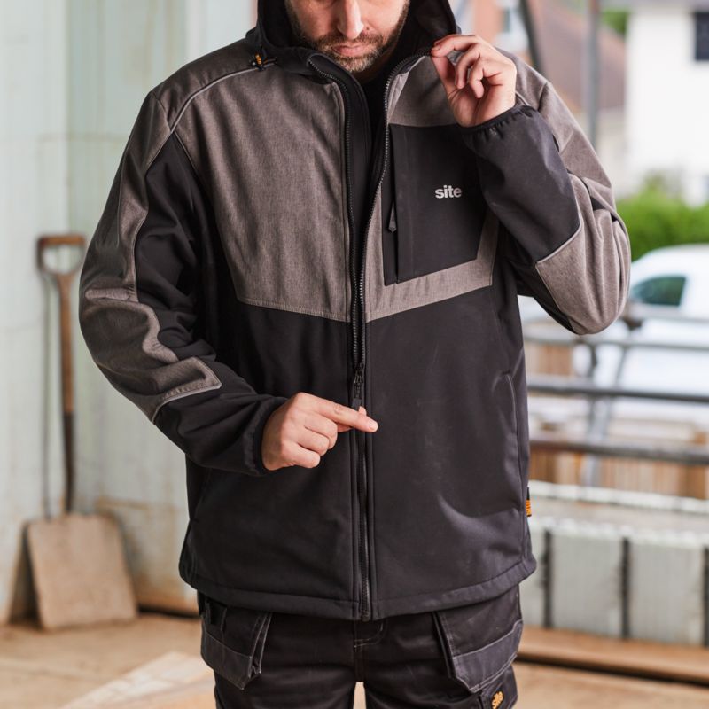 Softshell-jakke Site Cladwel sort-grå XL