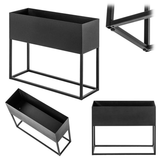 KADAX bred planteholder med potte 60x50 cm, stålplanteholder, sort, 1 stk.