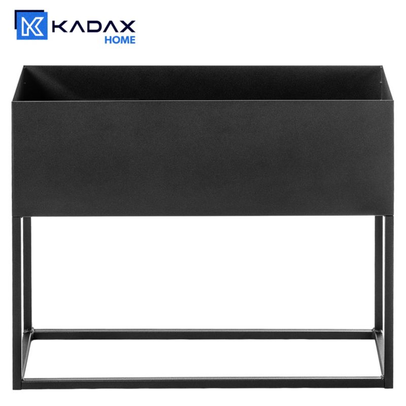 KADAX bred planteholder med potte 60x50 cm, stålplanteholder, sort, 1 stk.