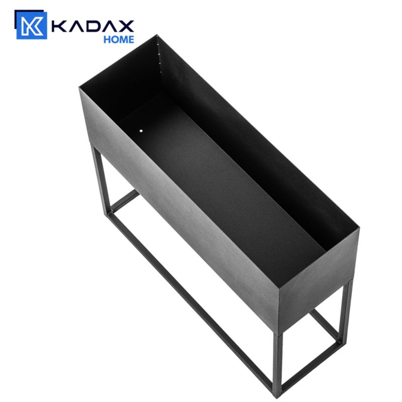 KADAX bred planteholder med potte 60x50 cm, stålplanteholder, sort, 1 stk.