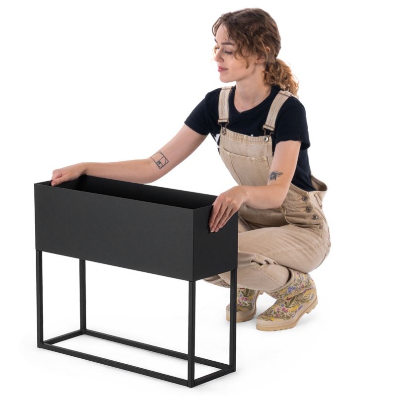 KADAX bred planteholder med potte 60x50 cm, stålplanteholder, sort, 1 stk.