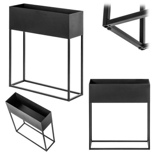 Bred KADAX planteholder med potte 60x70 cm, plantepotte, stålplanteholder, sort 1 stk.