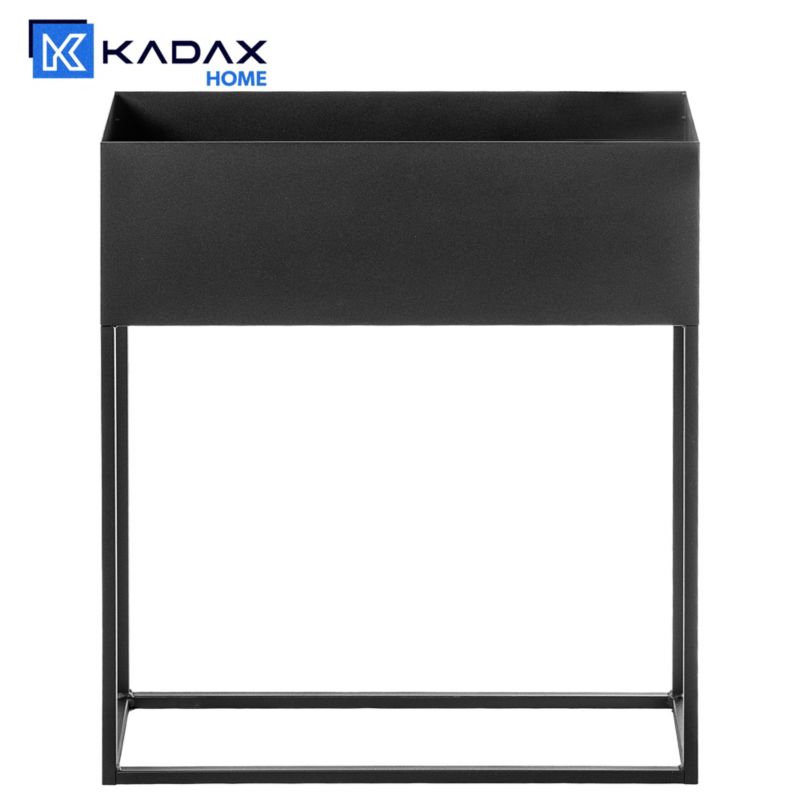 Bred KADAX planteholder med potte 60x70 cm, plantepotte, stålplanteholder, sort 1 stk.