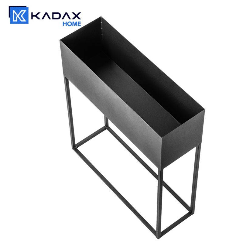 Bred KADAX planteholder med potte 60x70 cm, plantepotte, stålplanteholder, sort 1 stk.