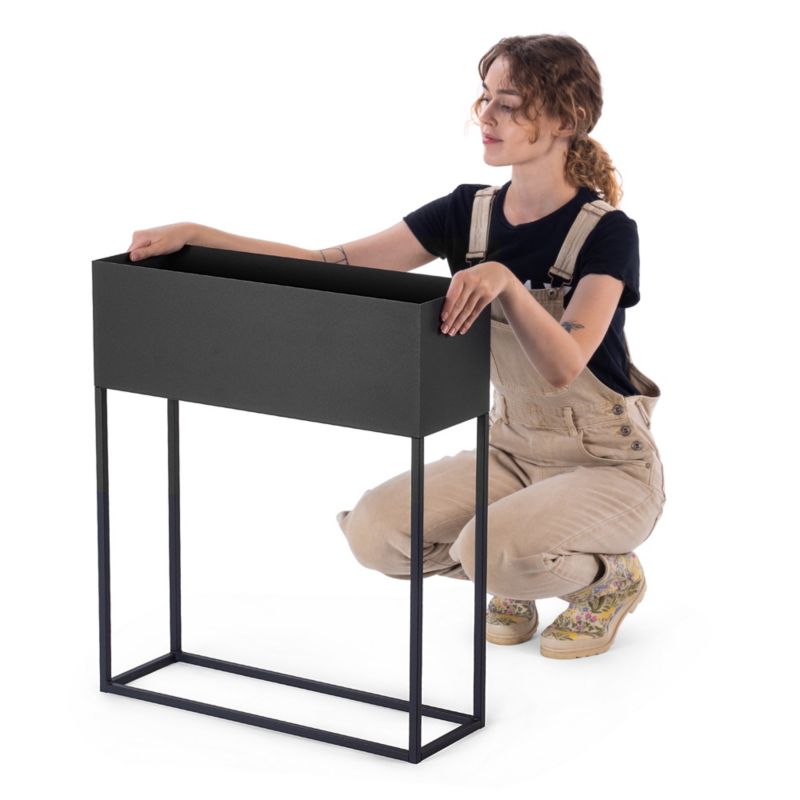 Bred KADAX planteholder med potte 60x70 cm, plantepotte, stålplanteholder, sort 1 stk.