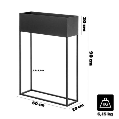 Bred KADAX planteholder med potte 60x90 cm, stålplanteholder, sort 1 stk.