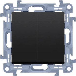 Dobbelt indbygningsafbryder Kontakt-Simon S10 mat-sort