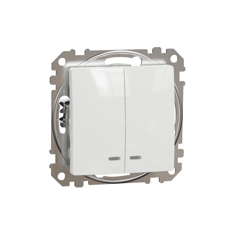 Dobbelt indbygget lyskontakt Schneider Electric Sedna Design&Elements hvid