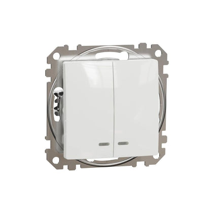 Dobbelt indbygget lyskontakt Schneider Electric Sedna Design&Elements hvid