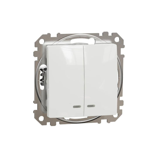 Dobbelt indbygget lyskontakt Schneider Electric Sedna Design&Elements hvid