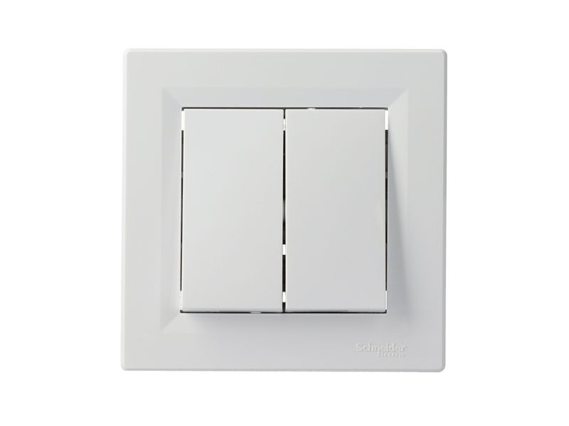 Dobbelt indbygningskontakt Schneider Electric Asfora hvid
