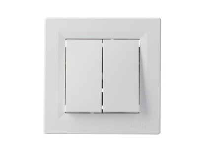 Dobbelt indbygningskontakt Schneider Electric Asfora hvid