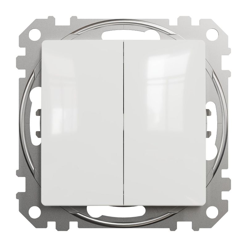 Dobbelt indbygningsafbryder Schneider Electric Sedna Design&Elements hvid