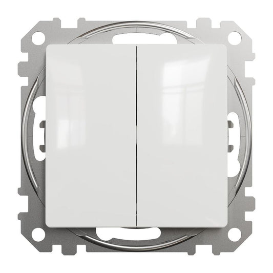 Dobbelt indbygningsafbryder Schneider Electric Sedna Design&Elements hvid
