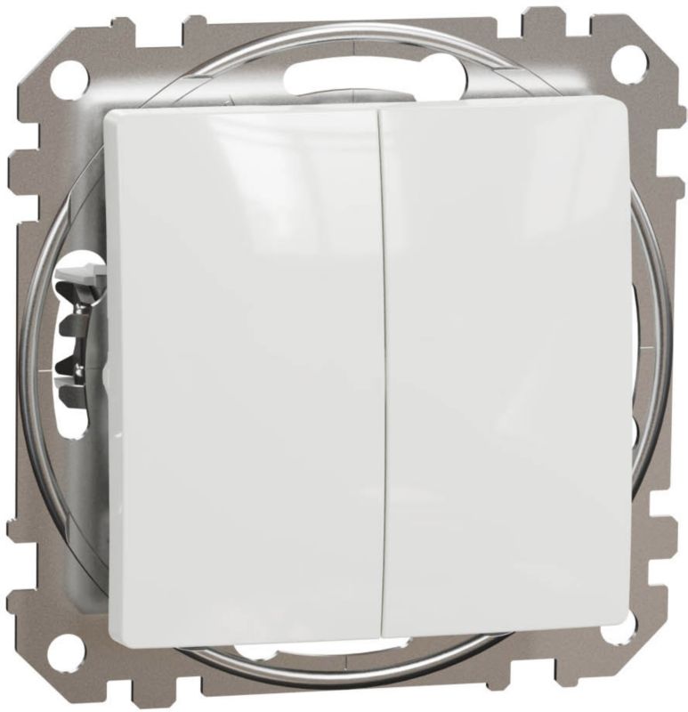 Dobbelt indbygningsafbryder Schneider Electric Sedna Design&Elements hvid