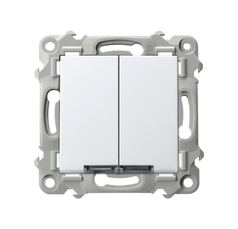 Dobbelt indbygget kontakt med belysning Ospel Szafir hvid