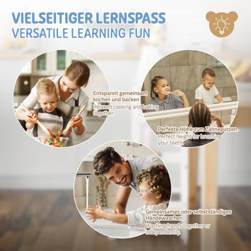 Læringstårn Montessori 2-i-1 70x40x90 cm Hvid