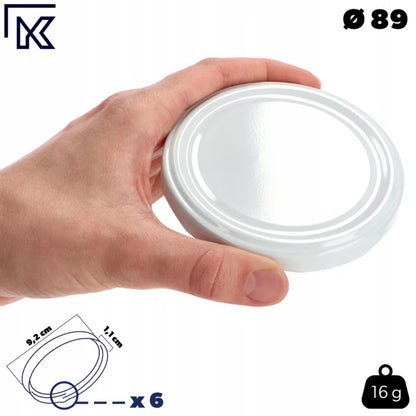 Låg til Sylteglas Ø89 mm Hvid 50 Stk.