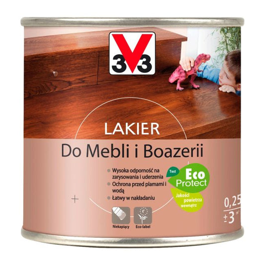 V33 klar højglans møbellak 0,25 l