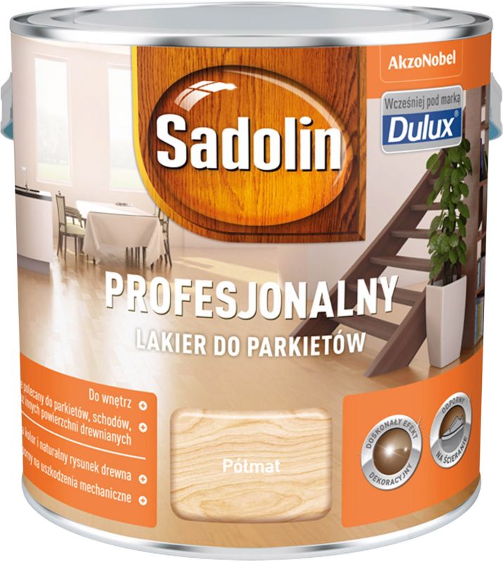 Professionel halvmat lak til parketgulve Sadolin 2,5 l