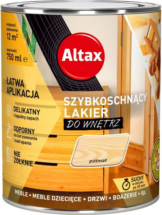 Altax hurtigtørrende lak, klar, halvmat, 0,75 l