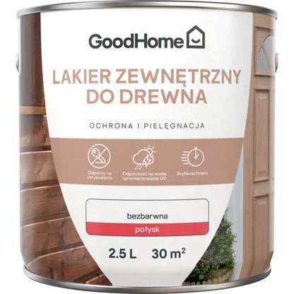 GoodHome udendørs lak, klar, blank, 0,25 l