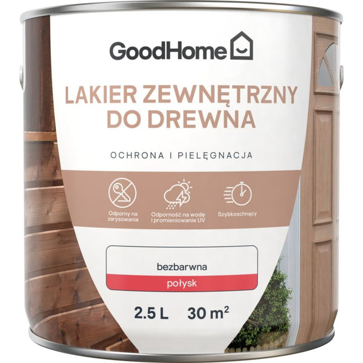 GoodHome udendørs lak, klar, blank, 0,25 l