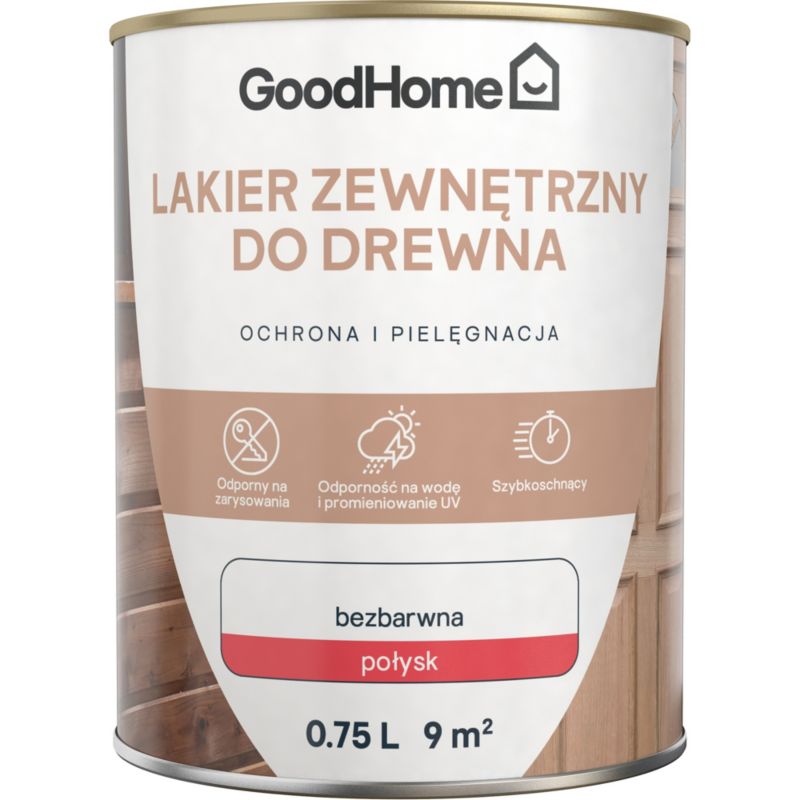 GoodHome udendørs lak, klar højglans, 0,75 l