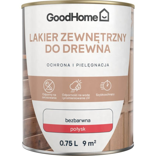 GoodHome udendørs lak, klar højglans, 0,75 l