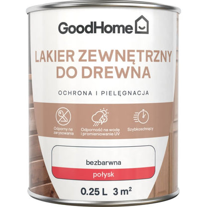 GoodHome udendørs lak, klar højglans 2,5 l