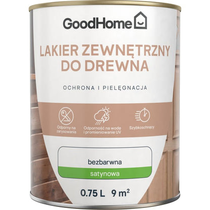 GoodHome udendørs lak, klar satin 0,75 l