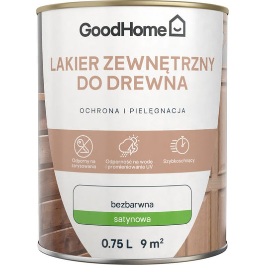 GoodHome udendørs lak, klar satin 0,75 l