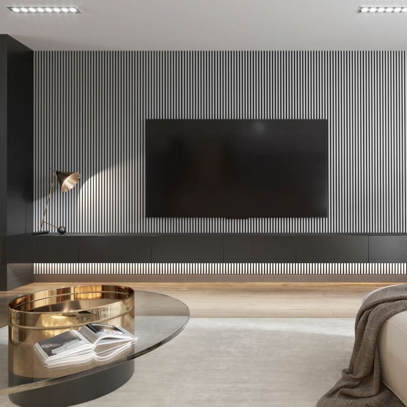 Stegu Acoustic Line væglamel 265 x 24,5 cm glacier grey / sort - 1 stk.