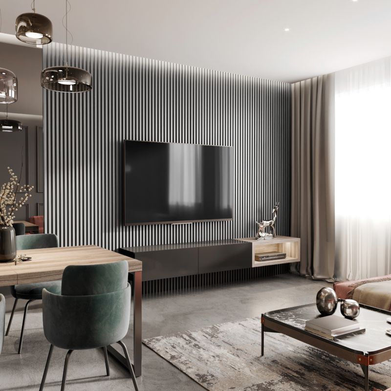 Stegu Acoustic Line væglamel 265 x 24,5 cm glacier grey / sort - 1 stk.